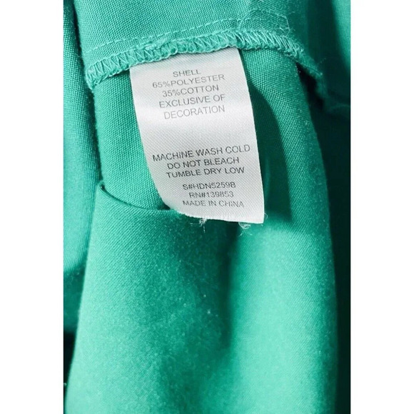 Bleuh Ciel Blouse L Off Shoulder Green Floral Embroider Cottagecore Smocked Boho - Picture 4 of 9